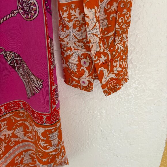 Anthropologie Maeve Silk Print Button-Down Blouse, Size 0 - Picture 5 of 7